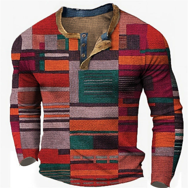 🔥【50% kedvezmény】👔【S-4XL】 Férfi hosszú ujjú mintás pólóKényelmes és könnyen kombinálható hétköznapi viselet