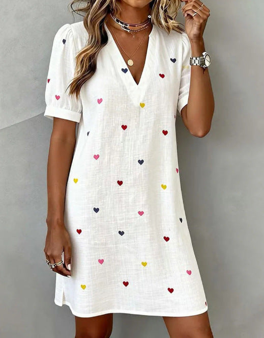 👚 Nowość -50%【S-4XL】Letnia lniano-bawelniana sukienka z nadrukiem, przewiewna i wygodna, dopasowany i uniwersalny krój