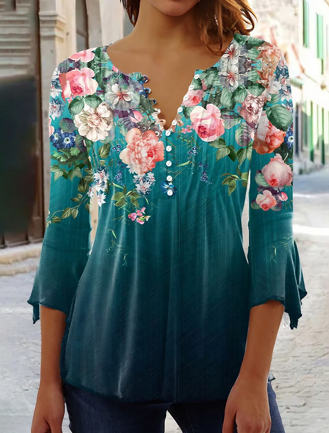 😍【Časově omezená nabídka】Stylové dámské tričko s výstřihem do V [S-5XL]