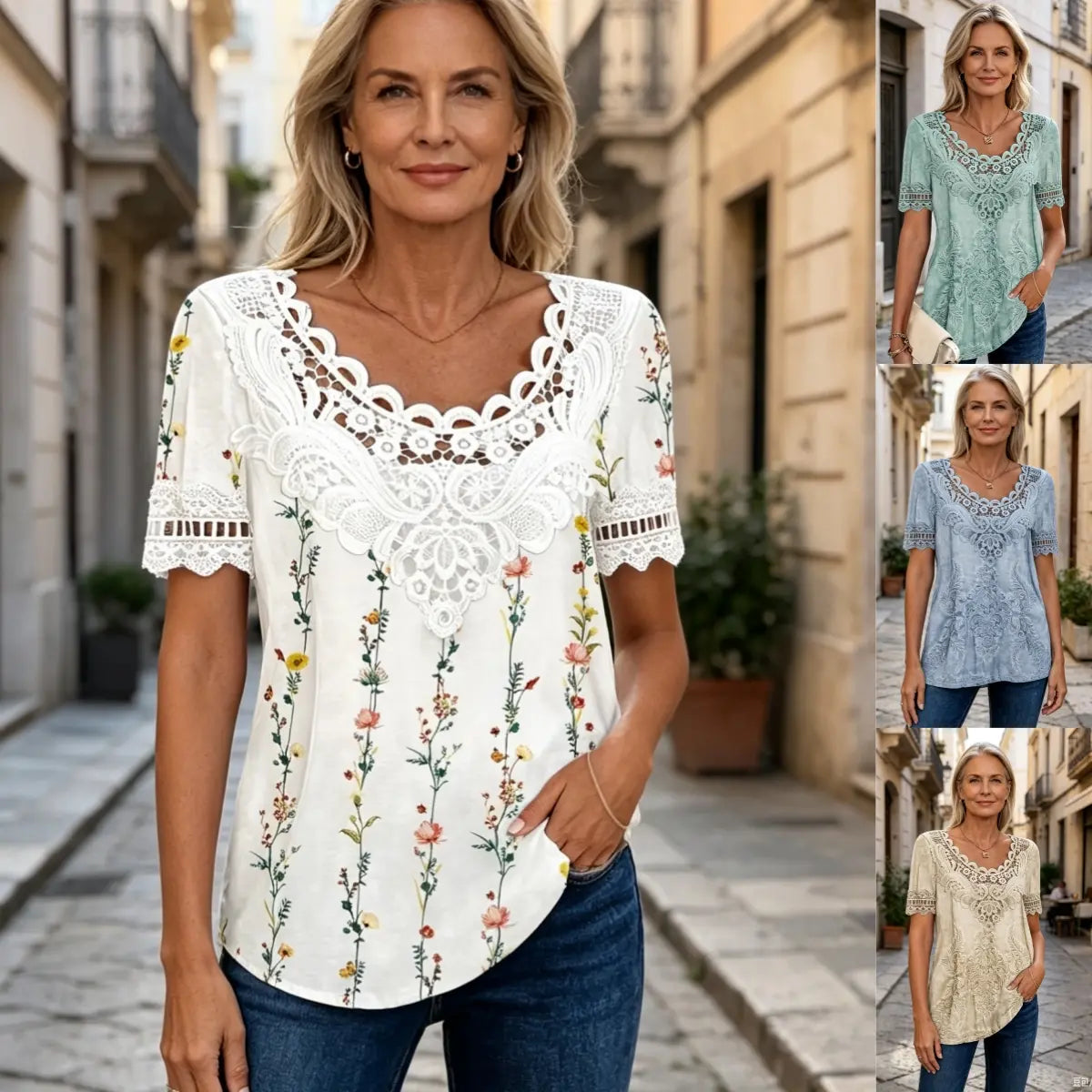 💕Poslední den – sleva 50 %💕【S-6XL】Nové módní pohodlné prodyšné dámské krajkové tričko s přiléhavým střihem