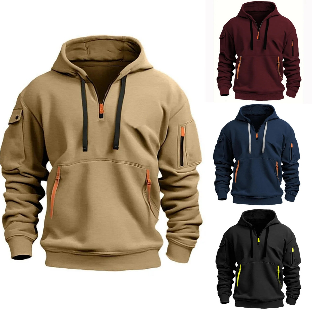 ⏳Zadnji dan 50% popusta🔥【S-5XL】Muška sportska majica s patentnim zatvaračem s više džepova--