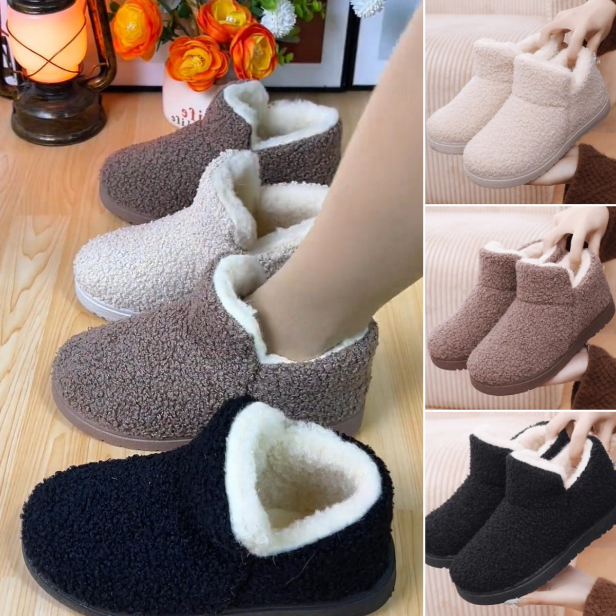 🔥🛒【35-41】 Ravne Tople Čizme za Snijeg od Vune i Baršuna - Antisklizne, Ugodne i Udobne, Savršene za Zimu!