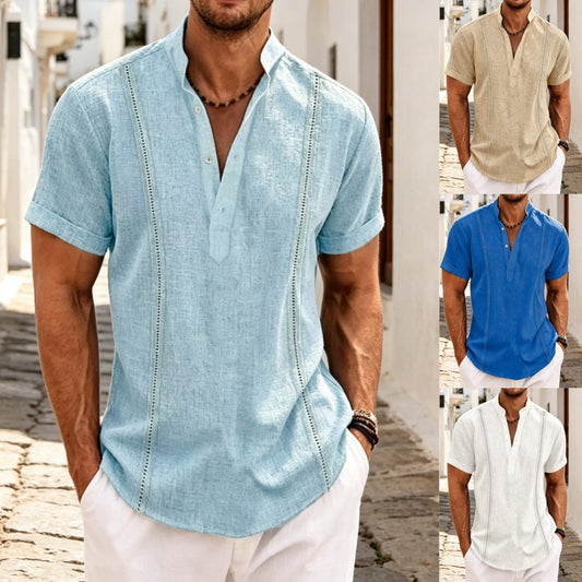 😎 Poslední den sleva 50 % 【S-3XL】 Stylová a pohodlná pánská letní košile s krátkým rukávem z bavlny a lnu, slim střih, snadno kombinovatelná.