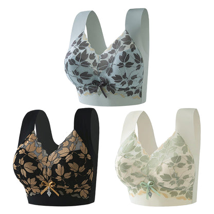 🎁💖【3 komad】【M-4XL】Čipkasti grudnjak velike veličine bez čeličnog prstena, luksuzna prekrasna leđa, seksi, prozračan i bešavni grudnjak 【40~100kg】