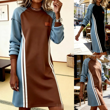 👗【S-3XL】Zimska ženska moderna haljina s okruglim izrezom, s elementima linija, svestrana i udobna