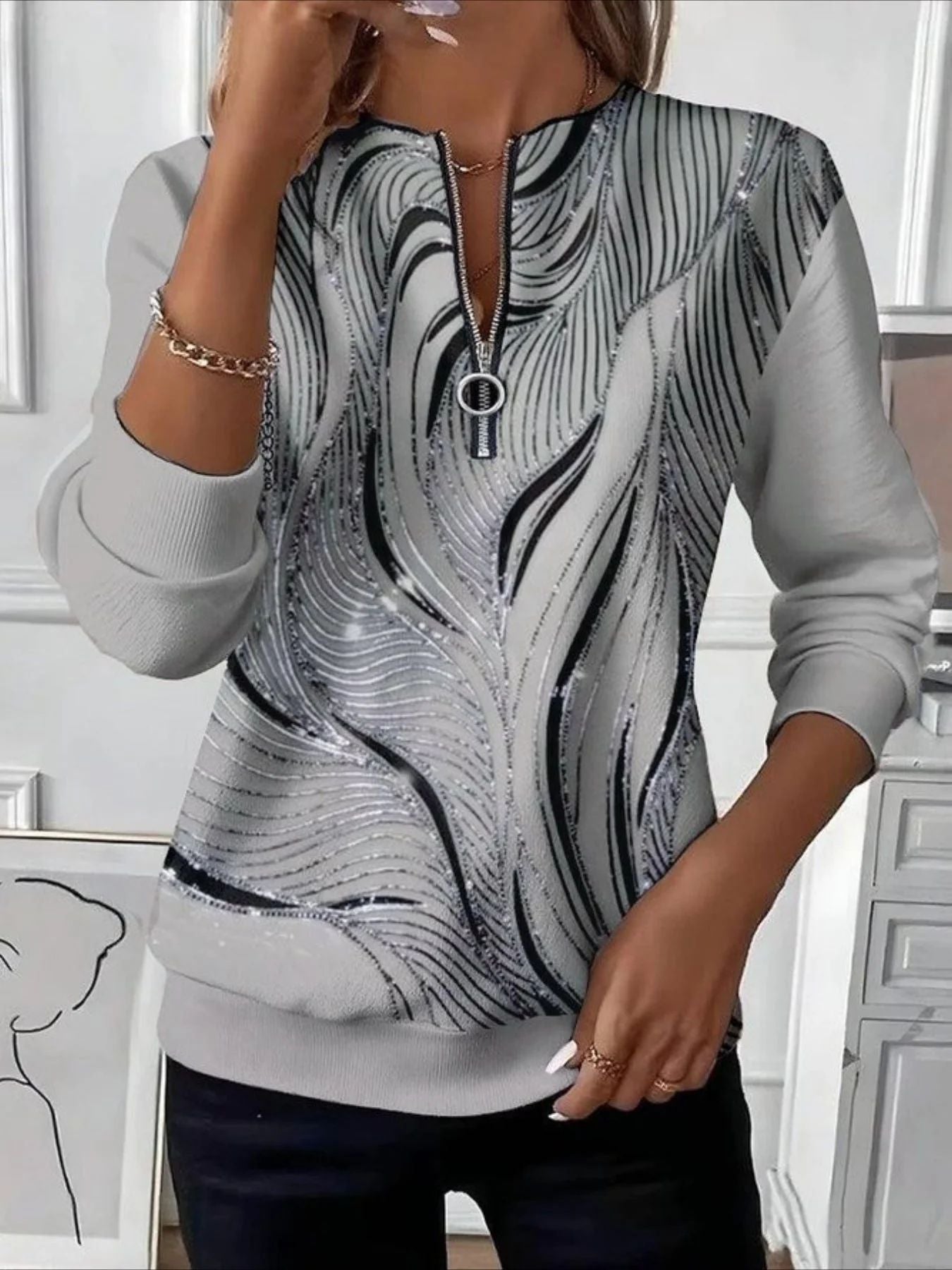 👚【S-5XL】✨Νέα κομψή γυναικεία φούτερ με σχέδιο, ευκολοφόρετη και άνετη