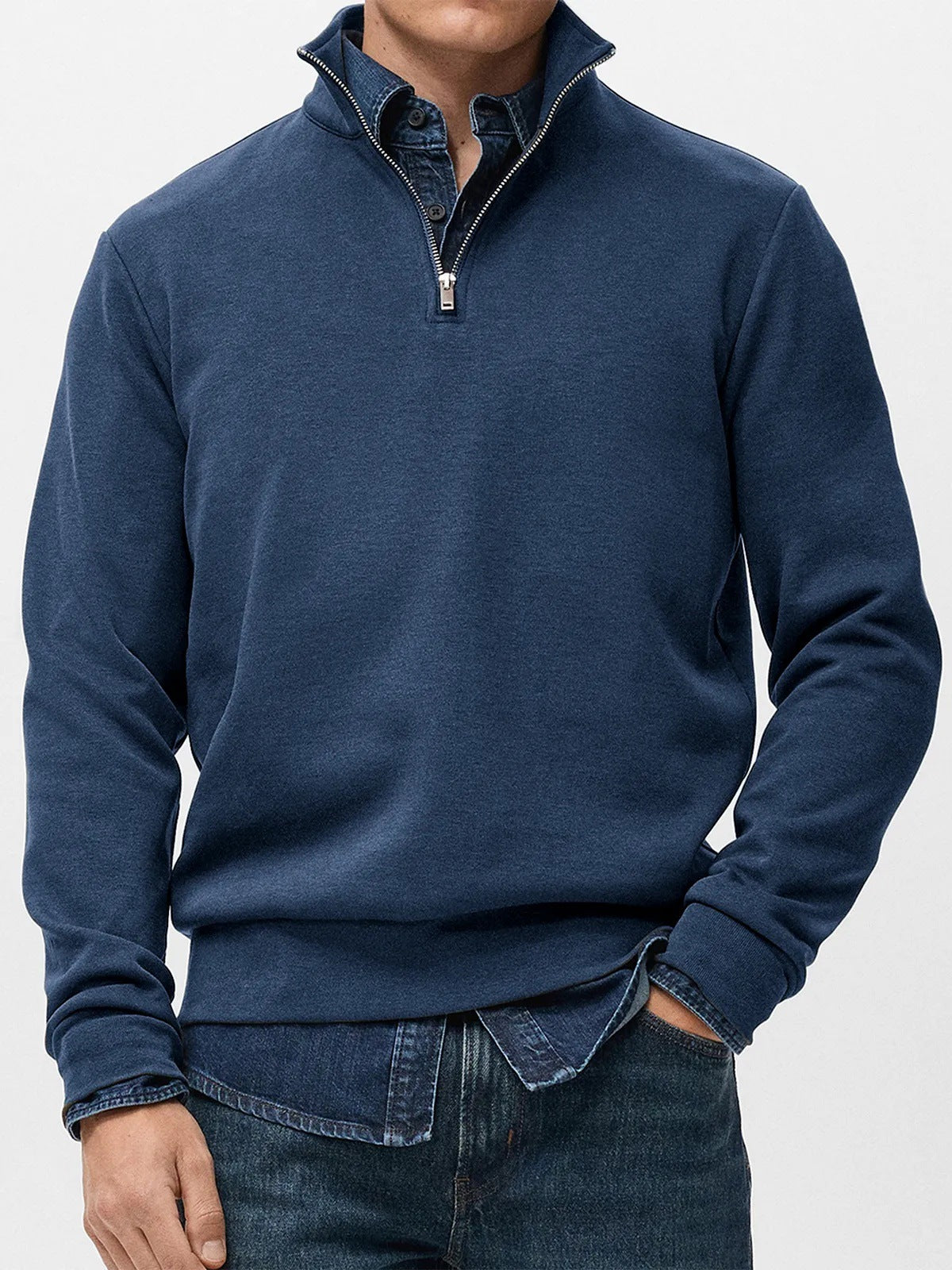 👔【S-5XL】🔥Νέα ανδρική φούτερ με όρθιο γιακά, άνετη και χαλαρή εφαρμογή, σχέδιο με μισό φερμουάρ
