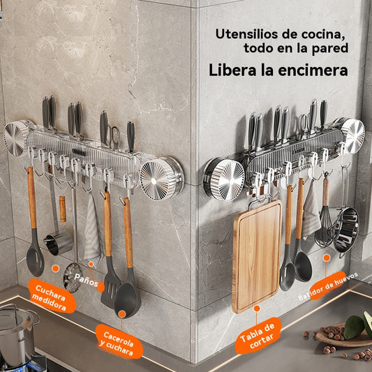 👍Super útil🏆 Soporte de pared multifuncional para cuchillos de cocina con ventosa - No requiere perforación
