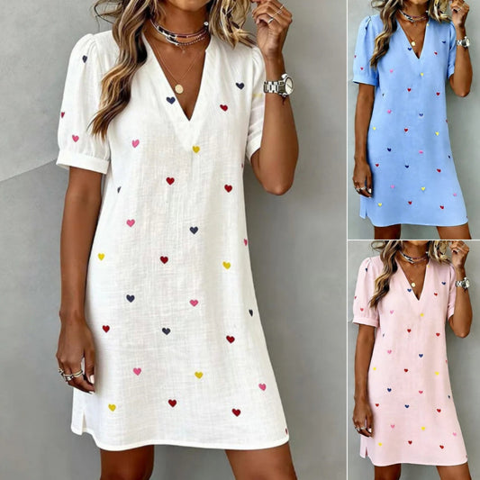 👚 Nowość -50%【S-4XL】Letnia lniano-bawelniana sukienka z nadrukiem, przewiewna i wygodna, dopasowany i uniwersalny krój