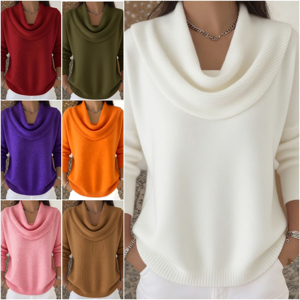 💓 Último día – 50% de descuento【S-3XL】✨2025 Nuevo popular suéter femenino de color sólido