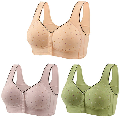 💕【Pakiranje od 3】Ženski grudnjak bez žice s prednjim gumbima 【40-110 kg】❤️Pamuk, prirodni antibakterijski, udoban, udoban