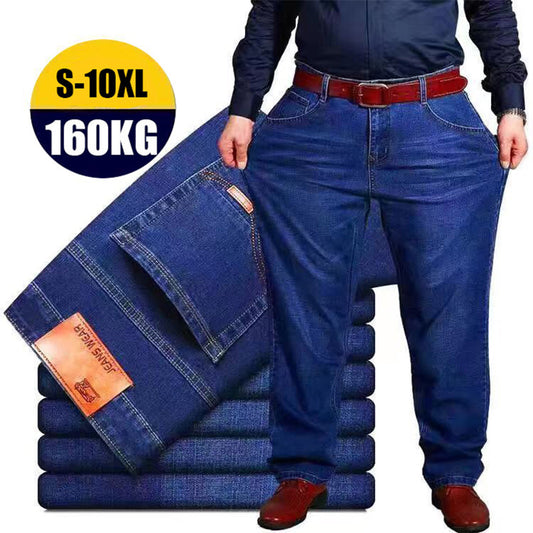 🔥【45-160KG】👖 Volné rovné džíny s vysokým pasem a vysokým elastickým pasem plus size pro muže✅Platba na dobírku