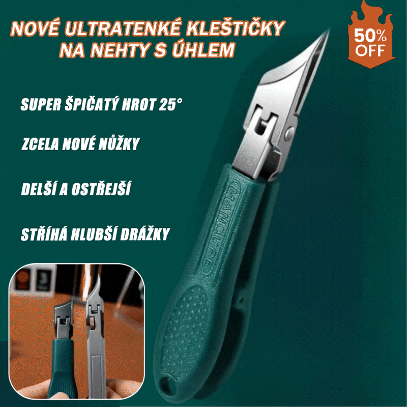 【Sada 3 kusů】 Nůžky na nehty s protiskluzovou úpravou a 25° zkoseným okrajem