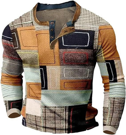 🔥 Envío rápido【S-4XL】👔 Nueva colección de camisas para hombre con estampado, de manga larga, estilo relajado Henry, disponibles en varios colores.