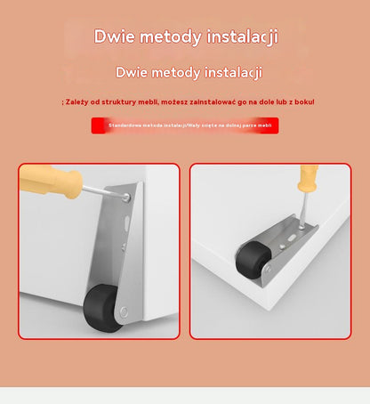 🔧【4 kółek + 16 śruby】 🚪 Uchwyt prowadzący do drzwi przesuwnych z kółkami – cichy, regulowany i łatwy w montażu