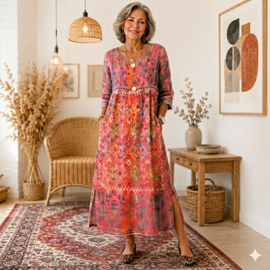 👗【S–5XL】Nové letní retro šaty s módním potiskem – lehké, prodyšné a pohodlné na každodenní nošení