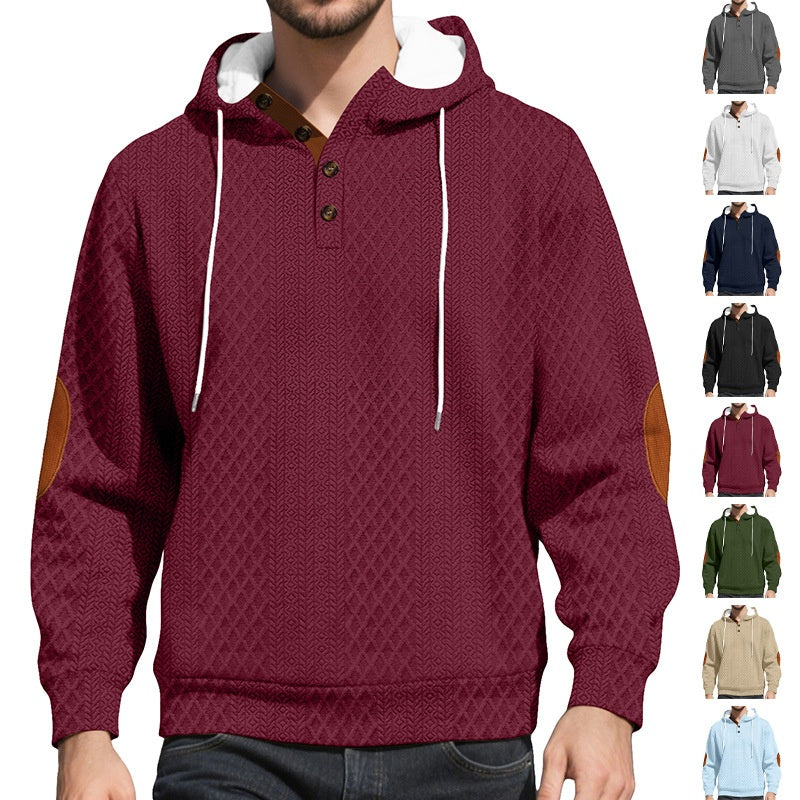 🔥【S-3XL】Męska casualowa bluza z kapturem, żakardowa, jednokolorowa, 2025