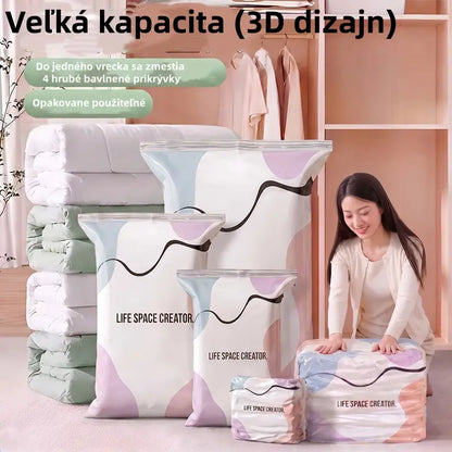 🧳 【5 kusů】💨 Velké kompresní vakuové úložné sáčky s lisováním – bez potřeby vakuové pumpy, nepropustné provedení, ideální pro úsporu místa v kufru i domácnosti ✈️