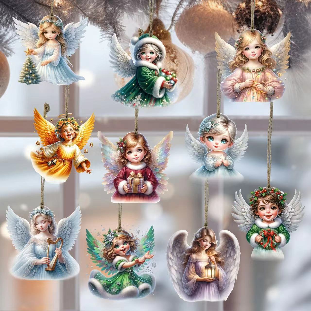🎁【Pakiranje od 20】Novi slatki božićni ukras s anđelicom, drvena figurica anđela, ukras za dom