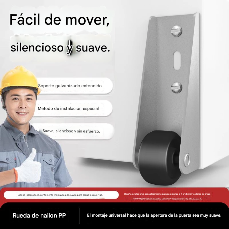 🔧【4 kółek + 16 śruby】 🚪 Uchwyt prowadzący do drzwi przesuwnych z kółkami – cichy, regulowany i łatwy w montażu