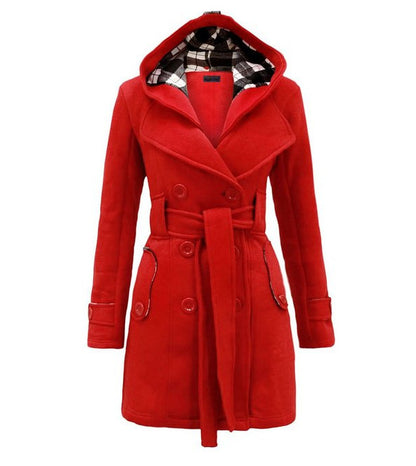 Edición limitada【S-3XL】Abrigo cálido de mujer 2025, de longitud media con capucha, elegante y moderno