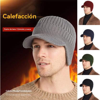 🔥 Gorro de punto cálido de invierno para hombre con orejeras,Versión normal / Versión con forro cálido