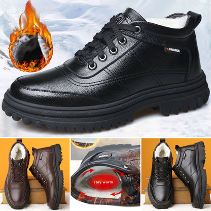 🔥【39-44】2026 Nowość Zimowe, ciepłe, męskie skórzane buty z grubą podeszwą