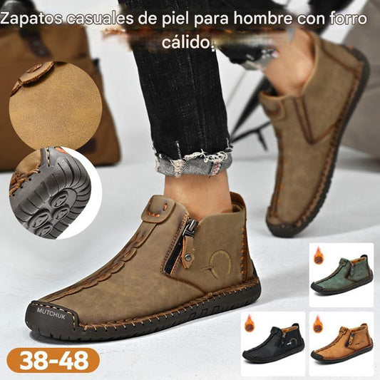 🥾【38-48】Nuevas botas tipo Martin para hombre de alta calidad, hechas a mano en cuero auténtico, con forro interior de plumón de ganso.