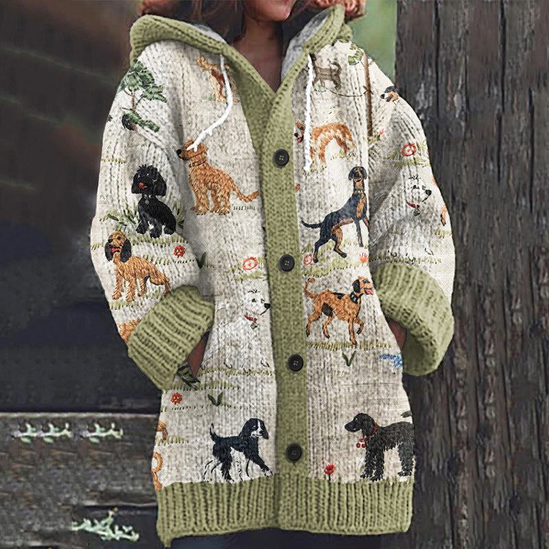 🔥 Oferta especial de invierno【S~5XL】✨ Nueva chaqueta con capucha y estampado retro en colores, fácil de combinar