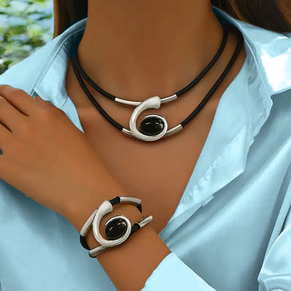 ✨✨✨Sada náhrdelníku a náramku v bohémském stylu s drahokamy
