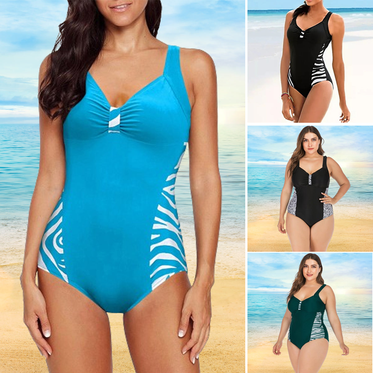 🏖️🩱【M–5XL】Nové lehké dámské nadměrné plavky s potiskem, rychleschnoucí a prodyšný materiál.