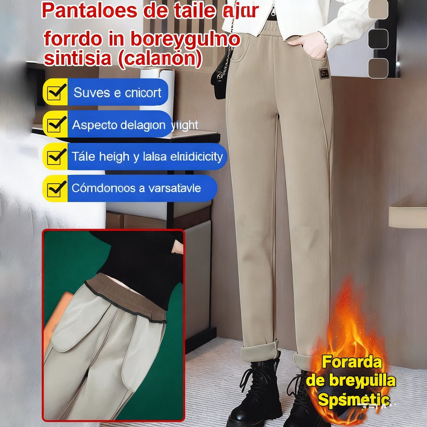 ⏳ Último día con un 50% de descuento 💖 Nuevos pantalones térmicos de alta calidad para mujer, de cintura alta y con forro afelpado.